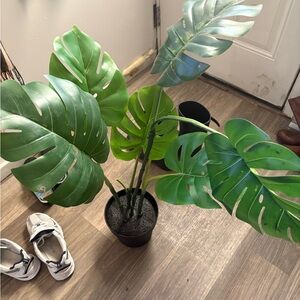 Artificial Monstera Plant in Black Pot